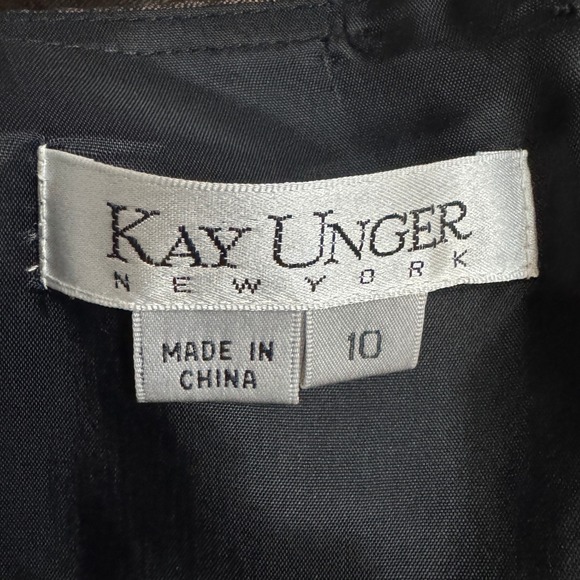 Kay Unger New York Women's Dress 10 Brown Silk Blend Sleeveless Belted Sheath - Picture 8 of 12